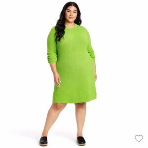 NWT! Victor Glemaud x Target Long Sleeve Sweater Dress 1X Lime Green Knit Spring